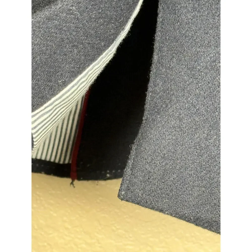 Abercrombie & Fitch Wool Blend Navy Sz Large Fitted Cropped Lined Blazer Crest - Picture 7 of 8